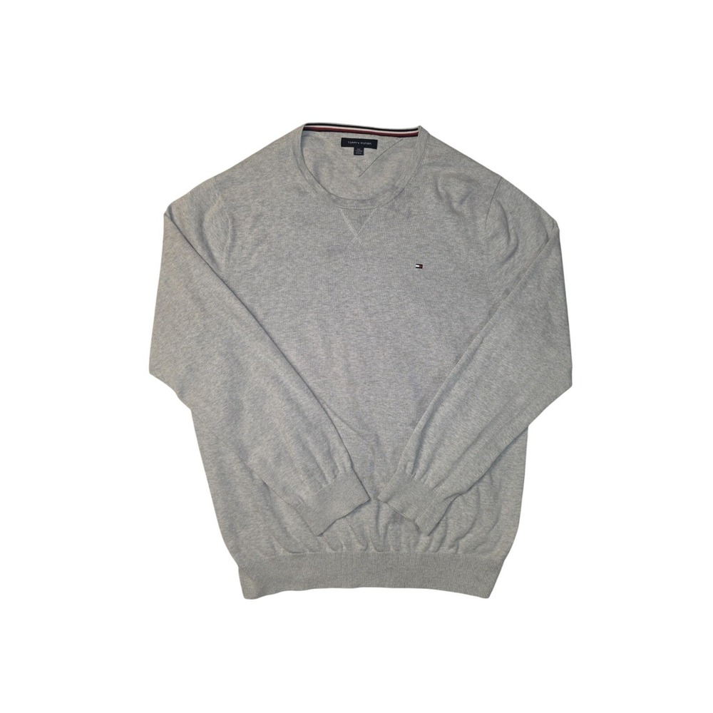 Tommy Hilfiger Cotton Crewneck Light Gray Size 2XL Long Sleeve Sweatshirt